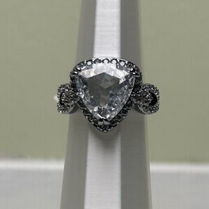 Sparkling Diamond Cubic Zirconia Ring on Hematite.  size 5